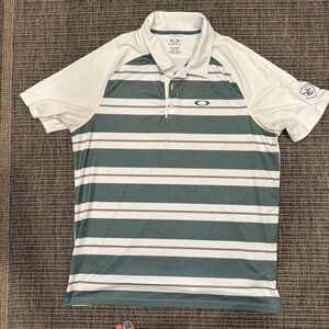 Oakley Hydrolix Men's Polo Shirt - Green and White Stripes